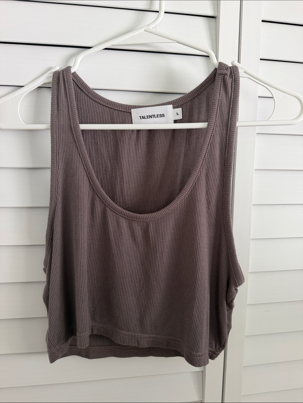 TALENTLESS Ribbed Scoop Neck Tank Top - Mauve Taupe